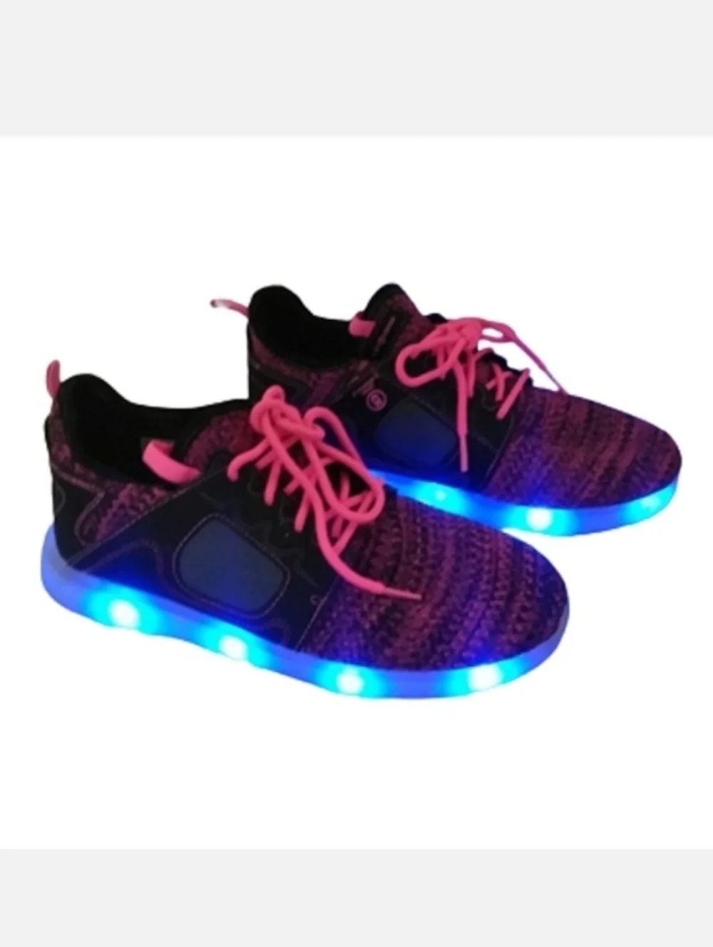 Flash Lights LED Light-Up Rechargeable Sneakers - Pink, Green, & Blue - Size 6